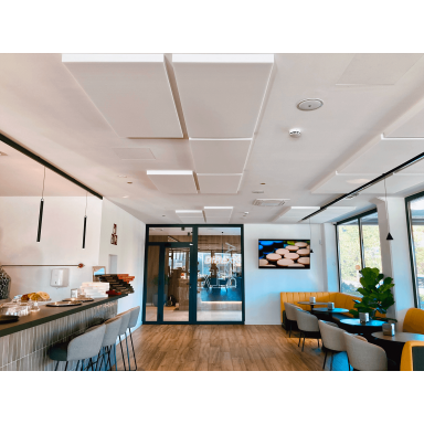 SLÄT XL - White Basotect® acoustic panel (120x60 cm) for restaurants